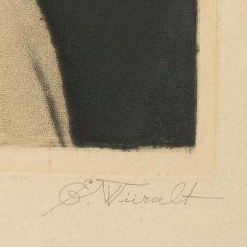 Eduard Wiiralt, aquatint etching, 1940, signed.