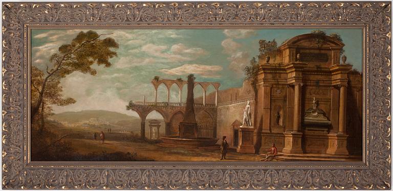 Landscape with ruins and figures.