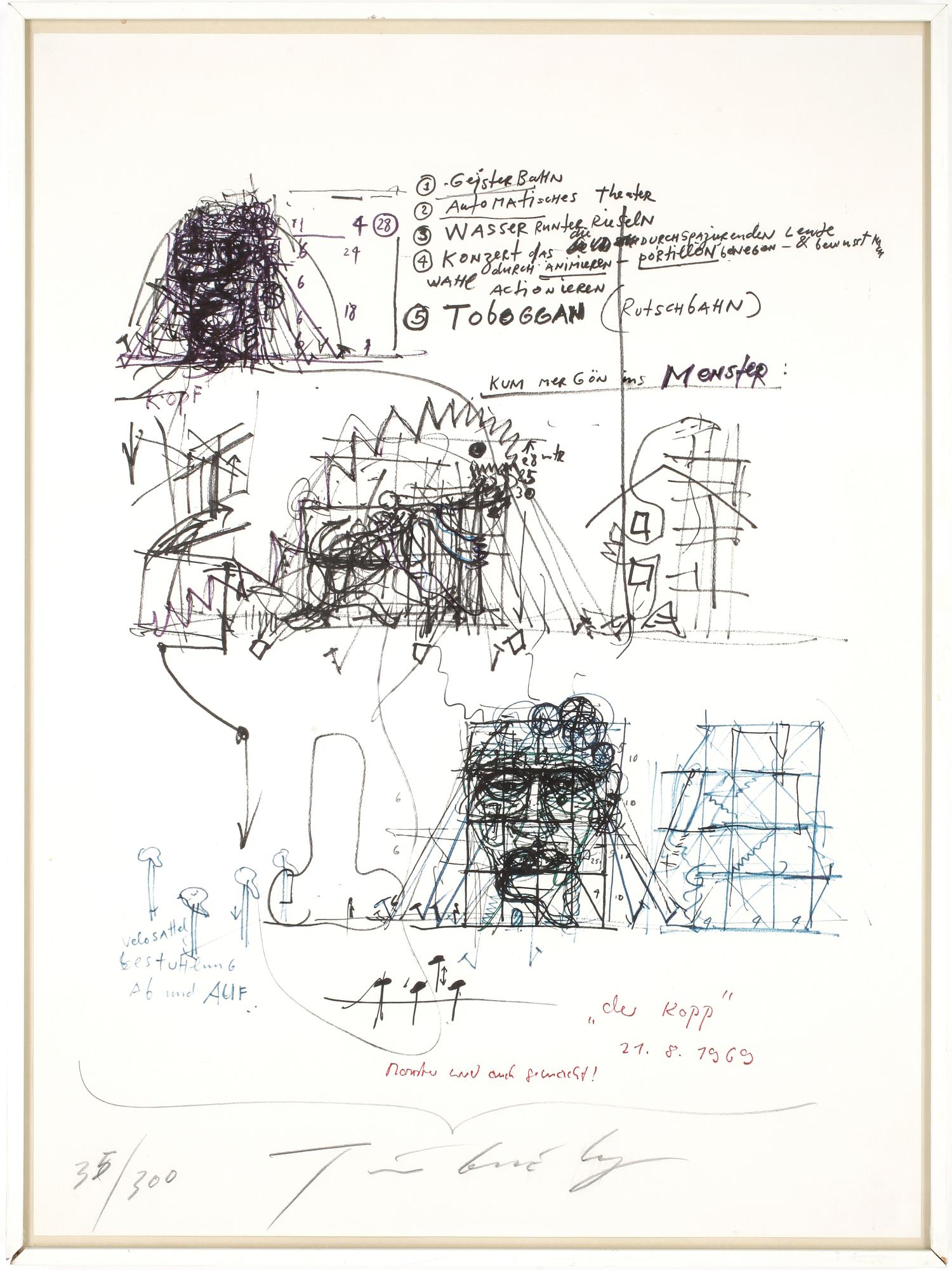 JEAN TINGUELY, färglitografi, signerad och numrerad 35/300.