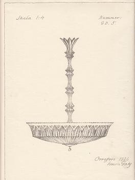 Simon Gate, & Erik Tidstrand, a ceiling lamp, model "26268 / GD. 5.", Nordiska Kompaniet and Orrefors, executed ca 1926.