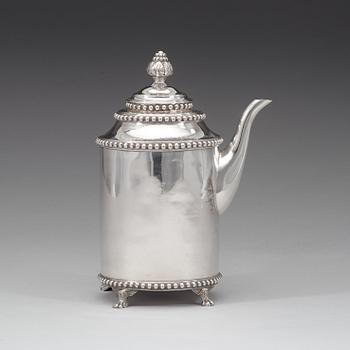 A Swedish 18th century silver coffee-pot, marks of Lars Boye, Stockholm 1792.