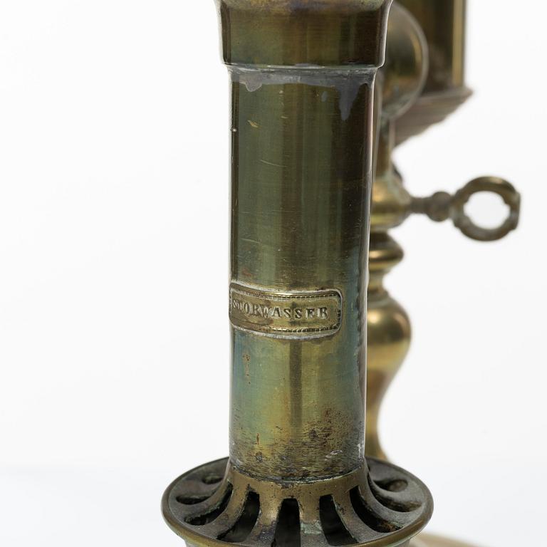 Fotogenlampa/bordslampa, Storwasser, omkring år 1900.