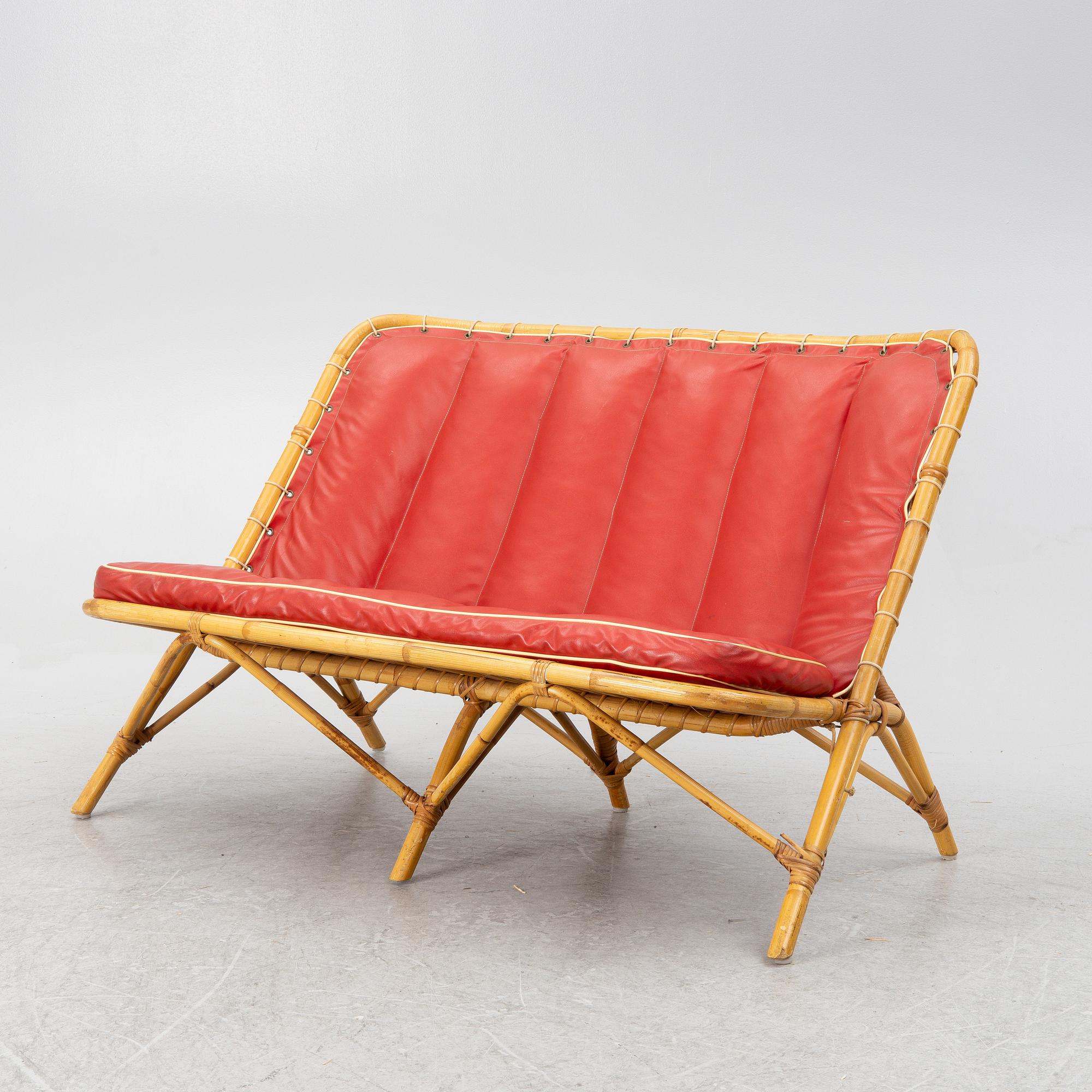 Seating group, 4 pieces, mid-20th century.