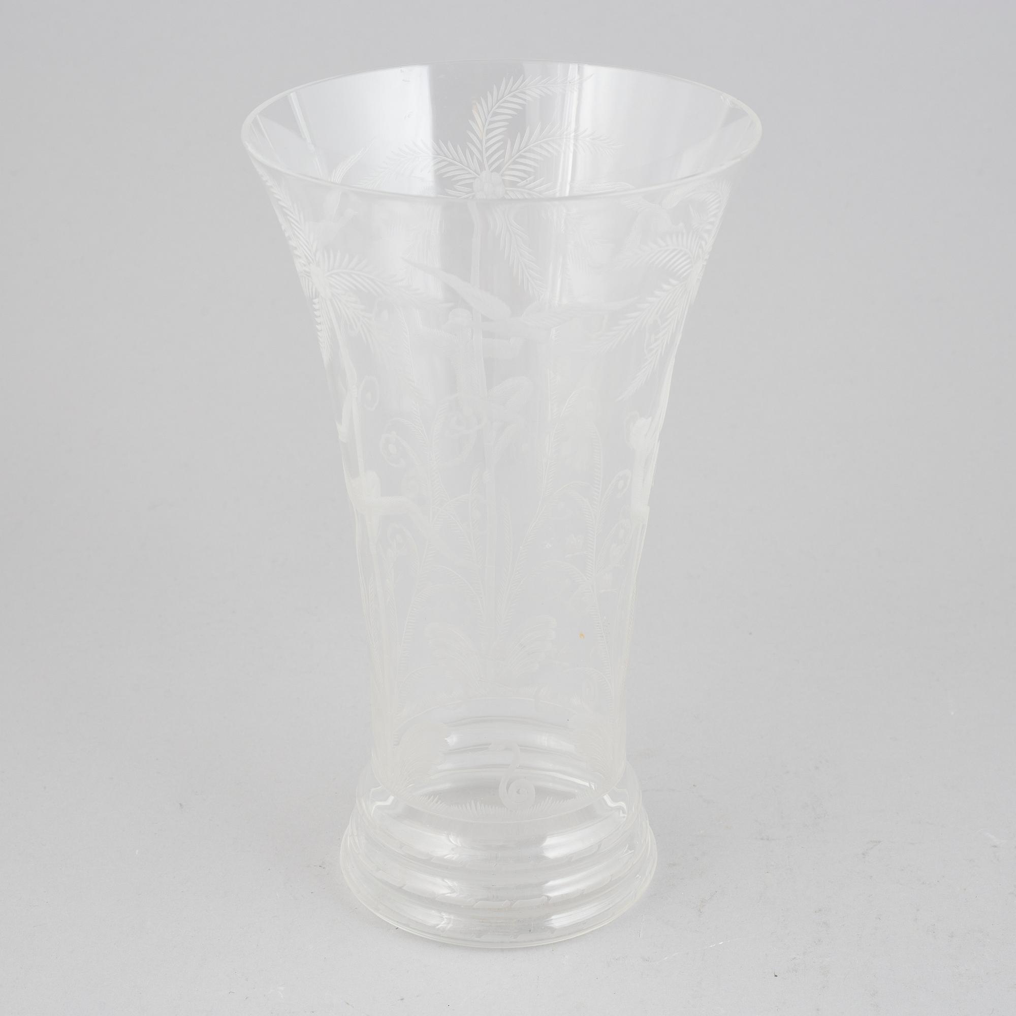 Edward Hald, a glass vase, 'Urskogen', Orrefors, numbered 378.