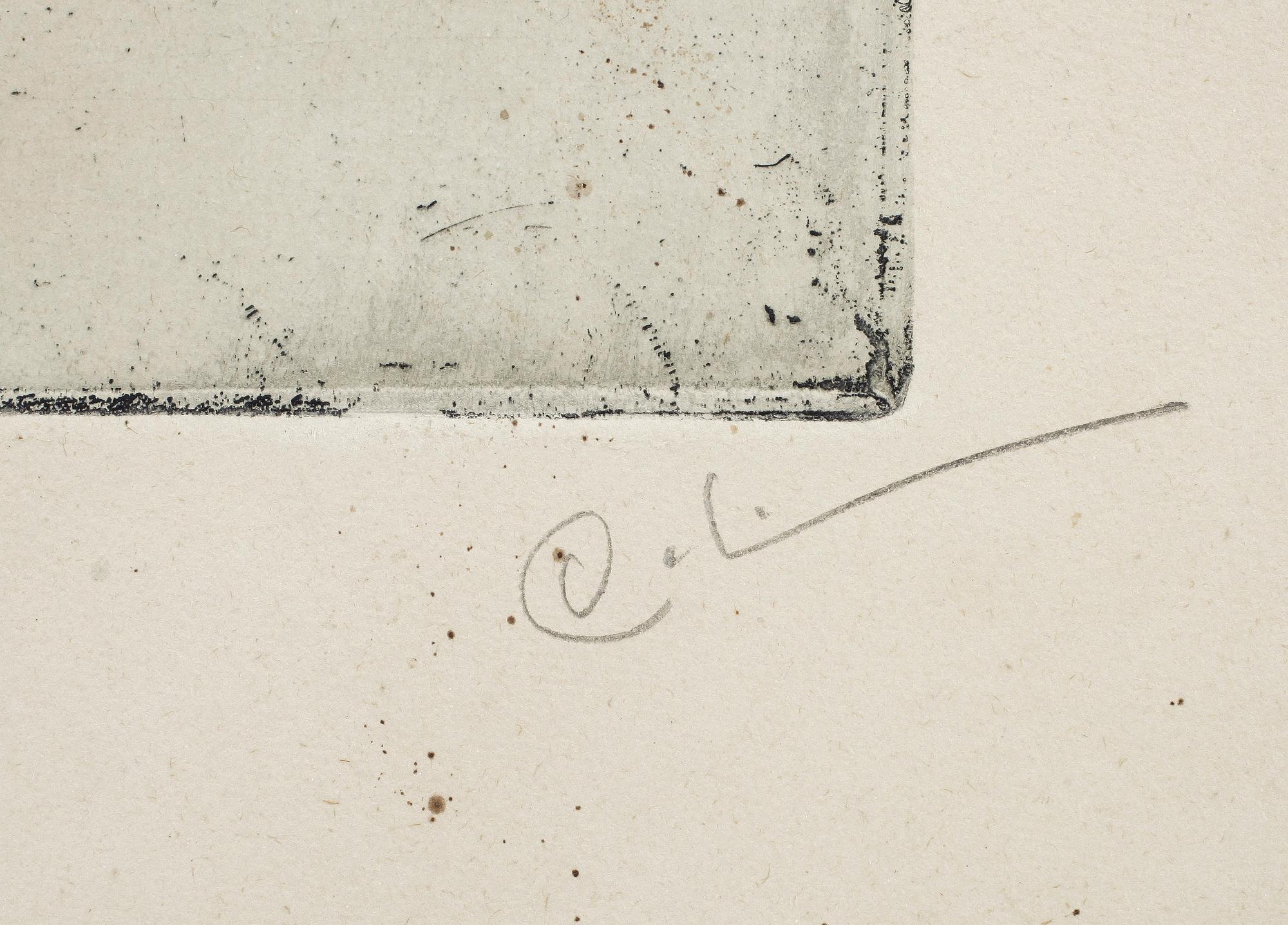 CARL LARSSON, etsning, monogramsign.