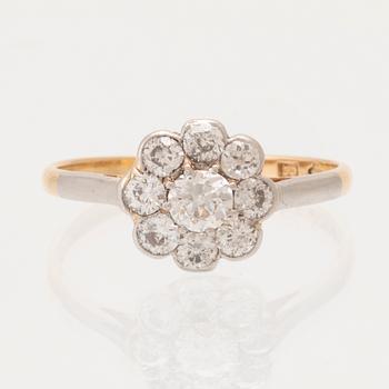 Ring Carmosé 18K red and white gold with round old-cut diamonds, K Anderson Stockholm 1918.