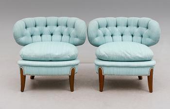 FÅTÖLJER, 1 par, "Schulz", Otto Schulz, Jio Möbler, omkring 1900-talets mitt.