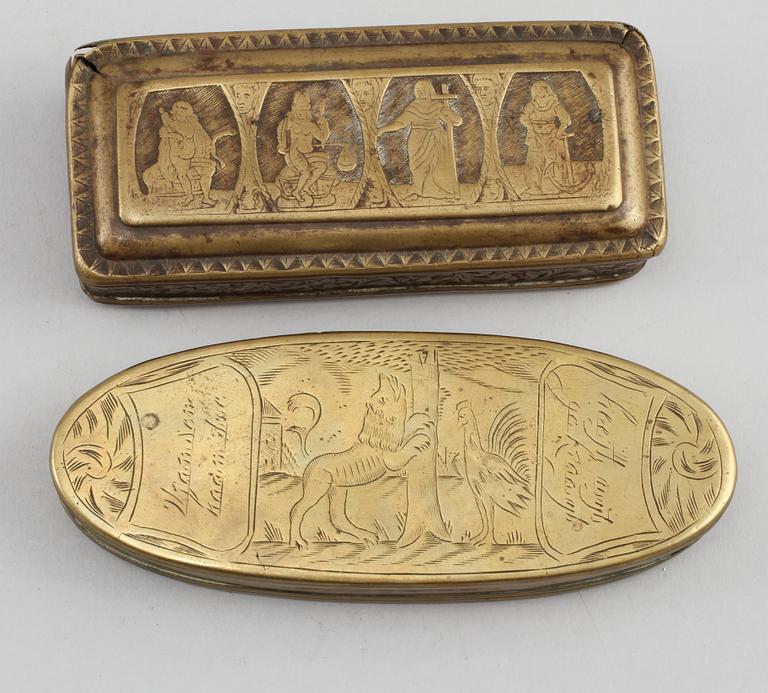 DOSOR, 2 st, mässing, 1700/1800-tal.