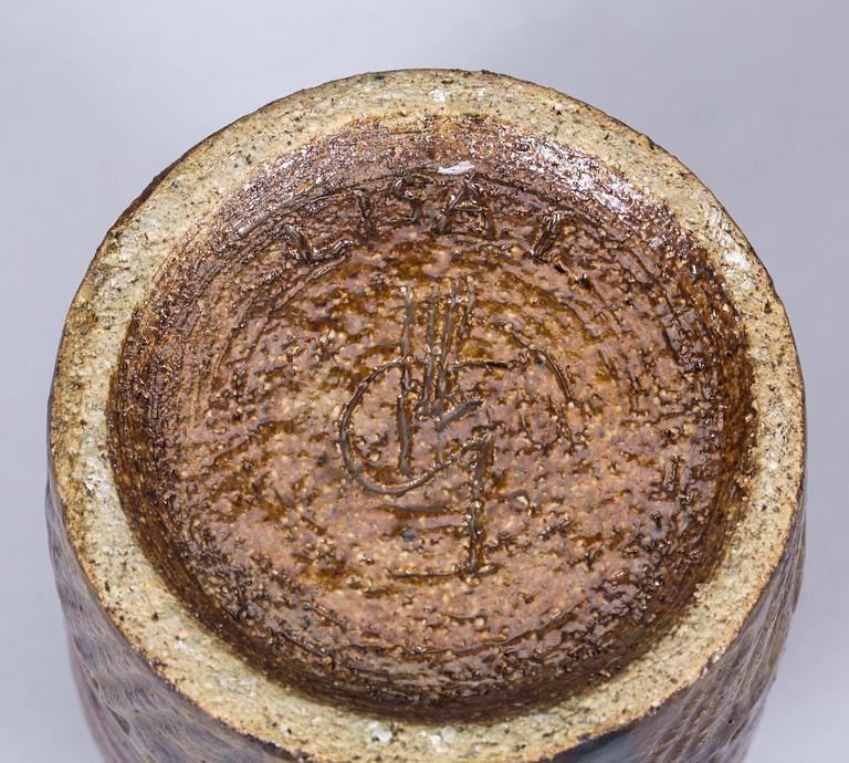 FIGURIN samt VAS, stengods, Lisa Larson, Gustavsberg. 1900-talets mitt.