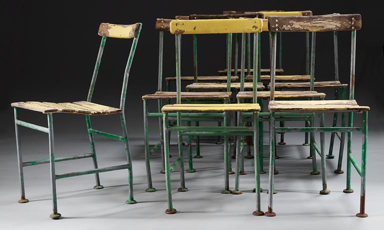 A set of ten Gunnar Asplund garden chairs executed by Iwan B. Giertz, Flen, Sweden.