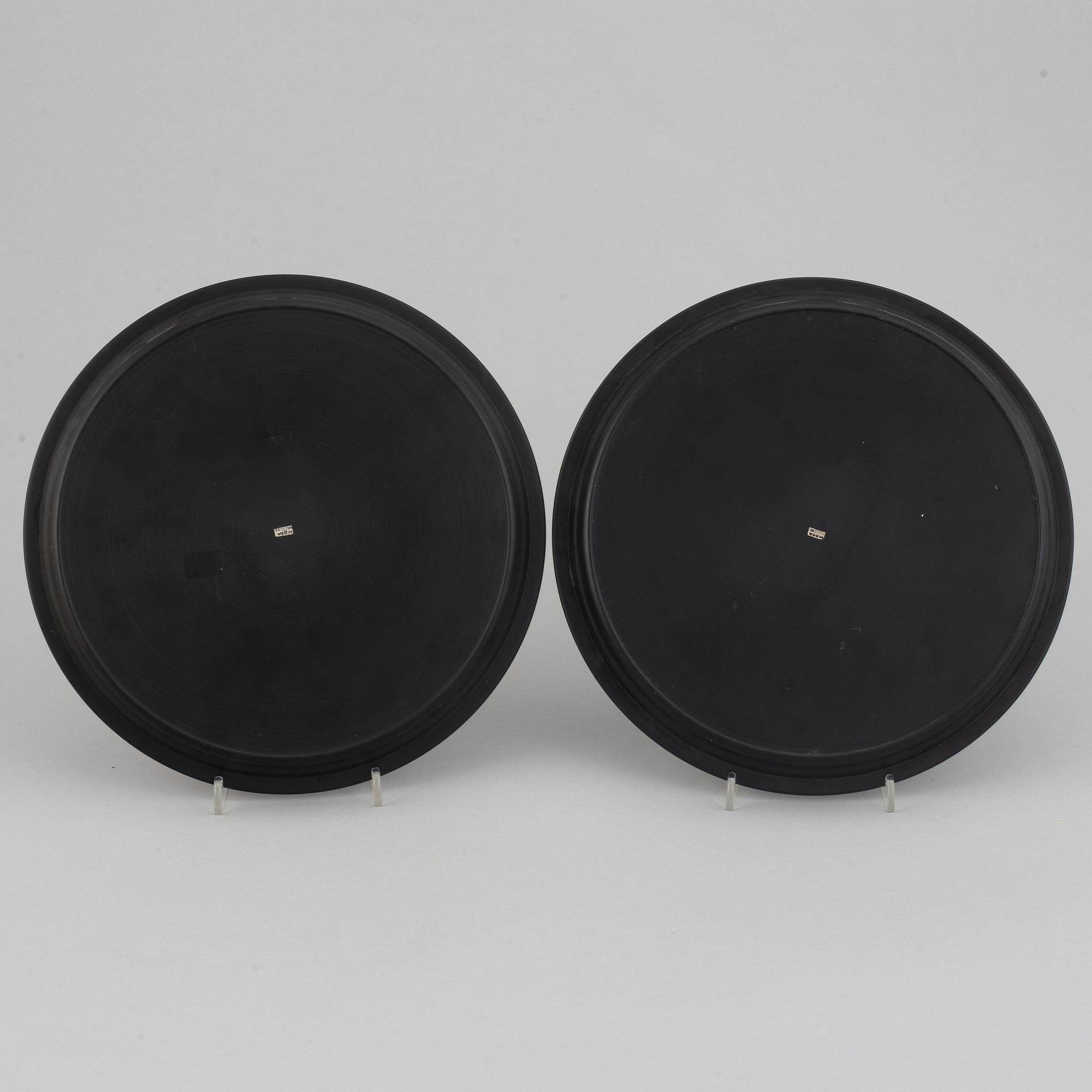 Wilhelmina "Tiddit" Wendt, two isolit and silver dishes, Perstorp, 1941 and 1944.