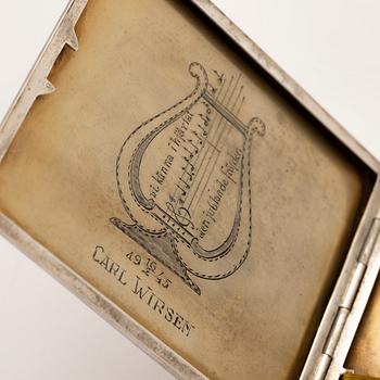 Cigarette case, silver, GAB, Stockholm, 1939.