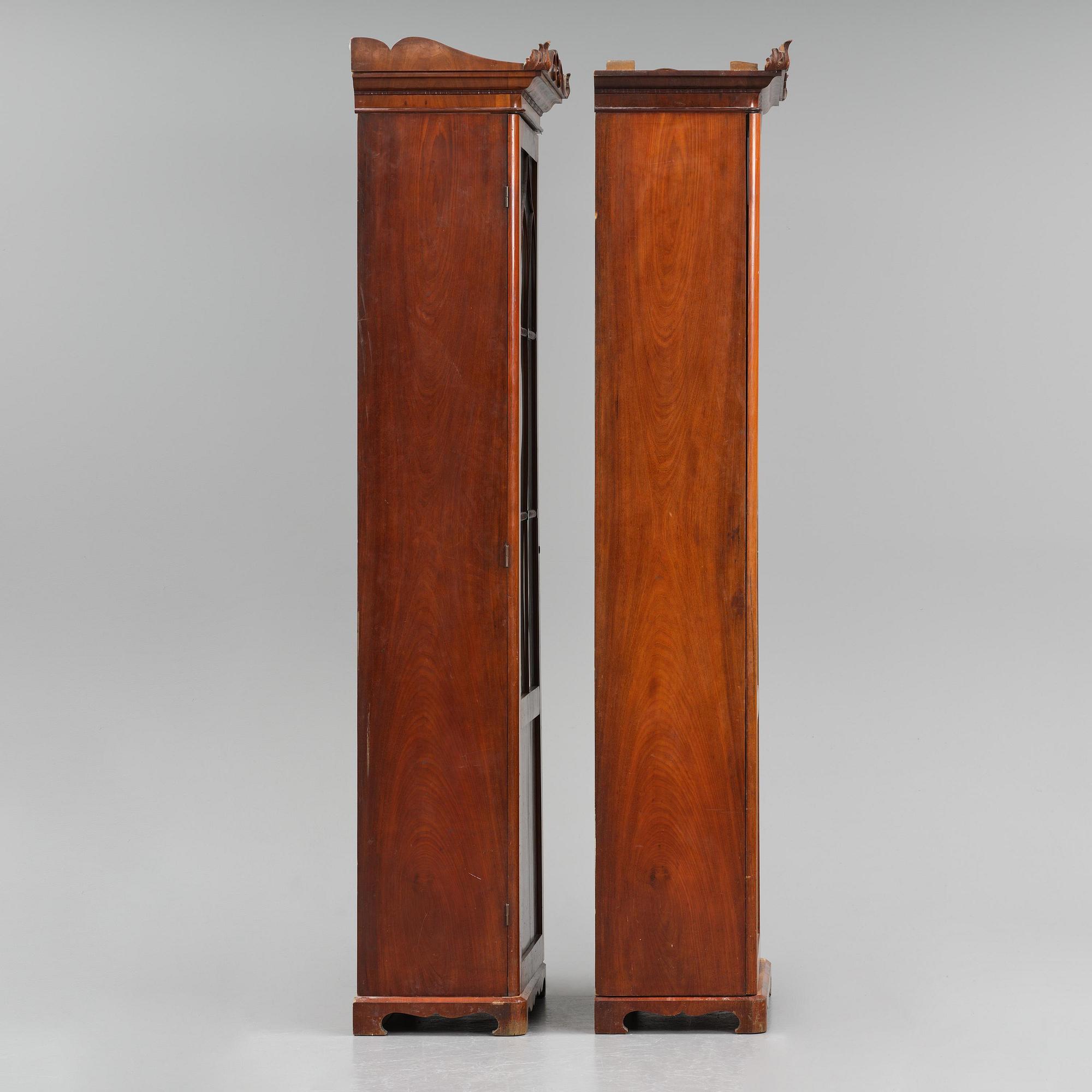A pair of late Empire mahogany book cabinets, Stockholm, 1820/30's.