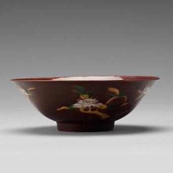 609. An aubergine coloured brinial bowl, Qing dynasty, Kangxi (1662-1722).