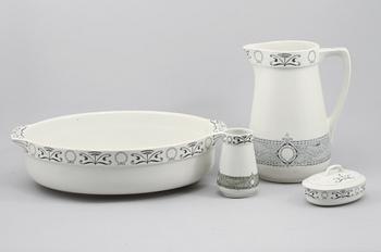 TVÄTTSERVIS, 4 delar, flintgods, "Napoleon", Gustafsberg, 1900-talets början.