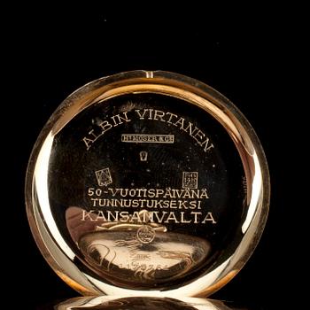 FICKUR, Moser & Cie. Ytterskalet 14K guld, 1930-tal. Klockked 14K guld med estniska stämplar. Vikt 16 g.