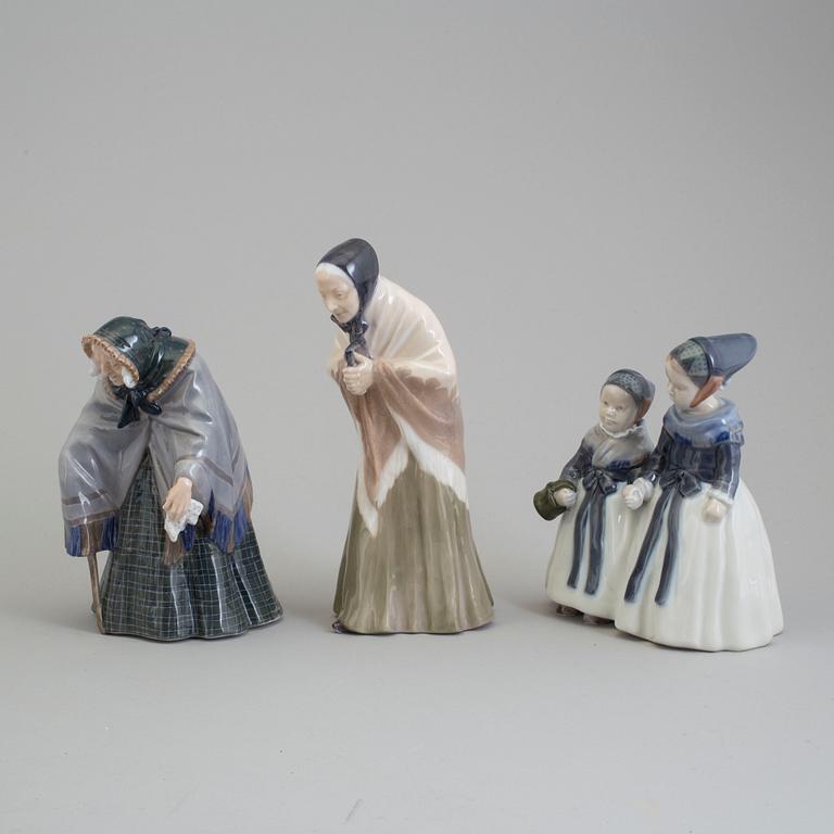 Three Royal Copenhagen porcelain figure groups, Denmark, 20th century.