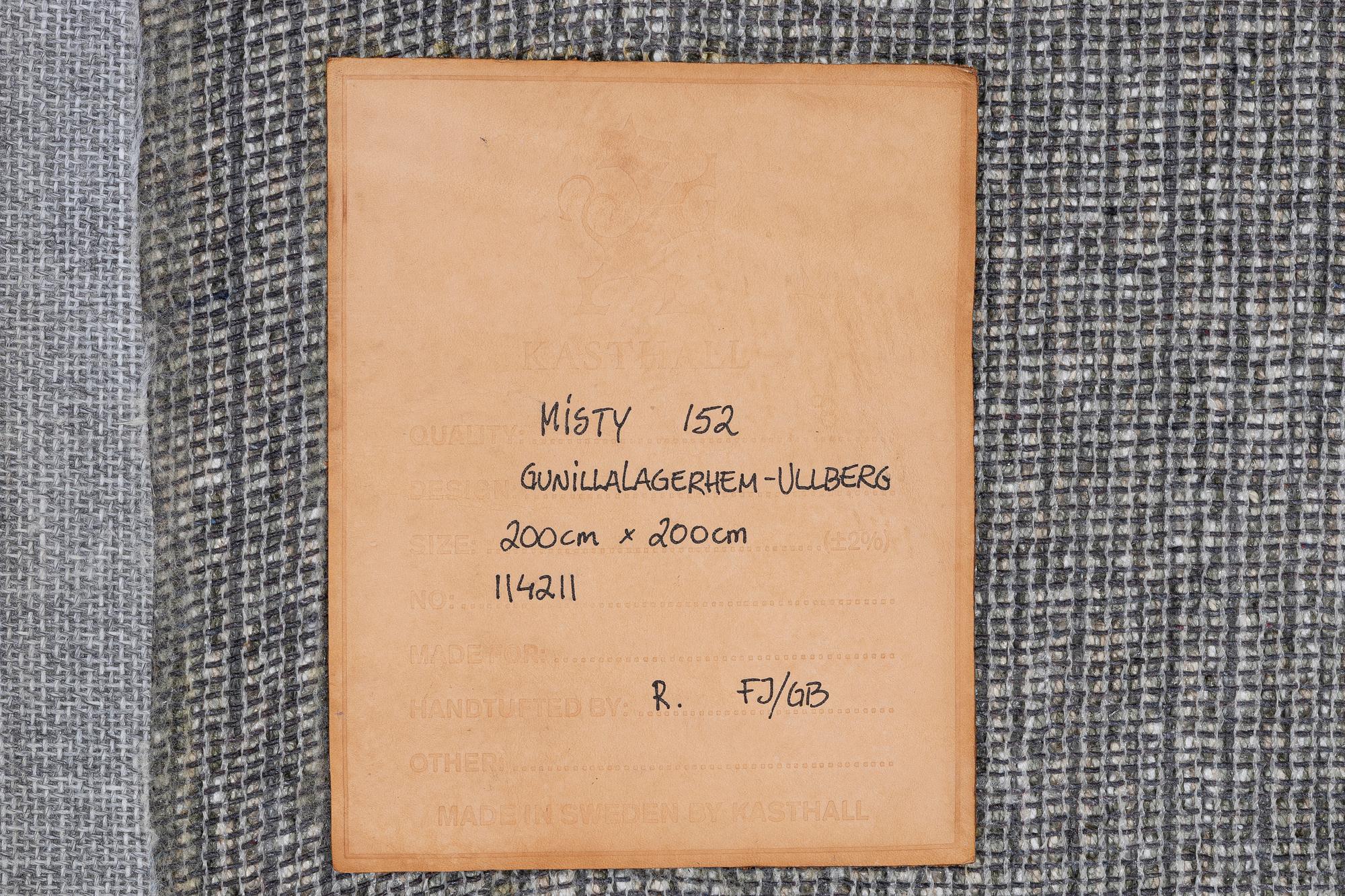 Gunilla Lagerhem Ullberg, matta, tuftad, "Misty", Kasthall, ca 200 x 200 cm.
