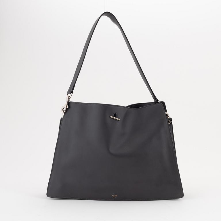 Céline, a grey leather handbag.