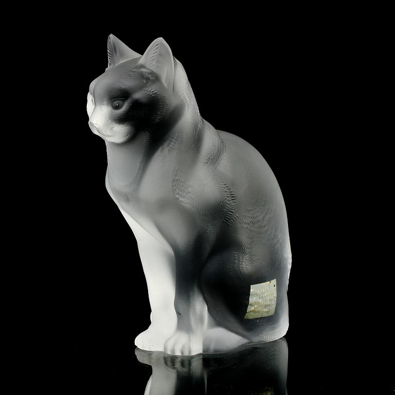 FIGURIN, glas, "Sitting cat", Lalique.