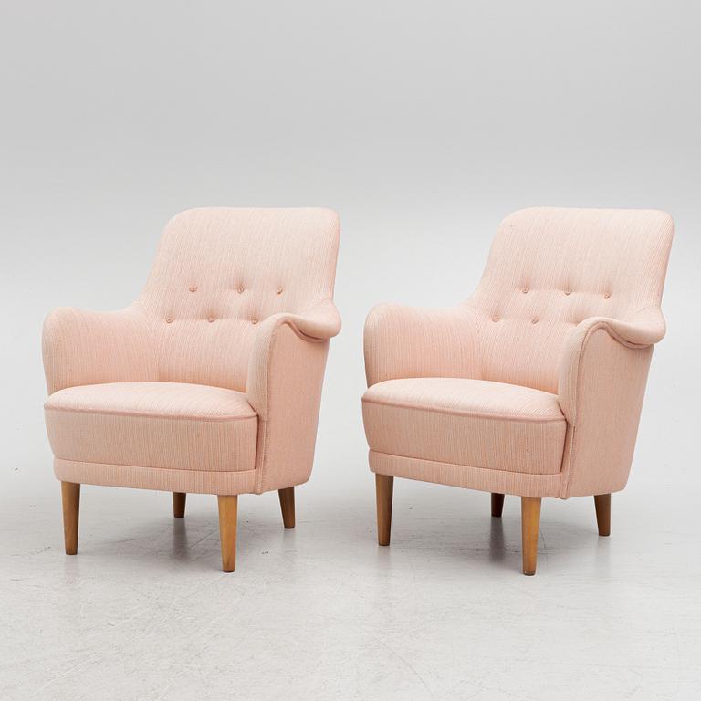 Carl Malmsten, armchairs. A pair, "Samsas", AB OH Sjögren, second half of the 20th century.