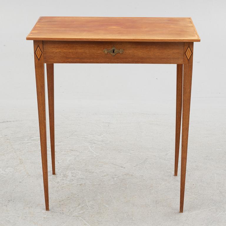 A late Gustavian mahogany table, late 18th century.