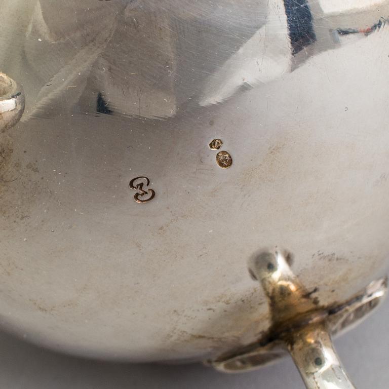 Two 20th century silver casters, one marked CG Hallberg, Stockholm 1938 and one with Swedish import marks.