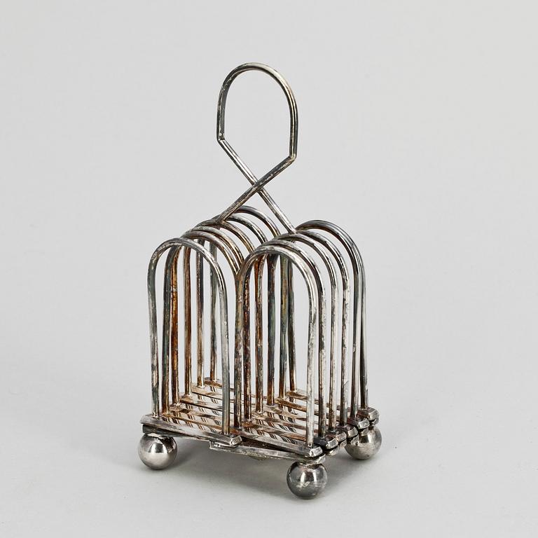 TOASTSTÄLL, nysilver, troligen England, omkr sekelskiftet 1900.