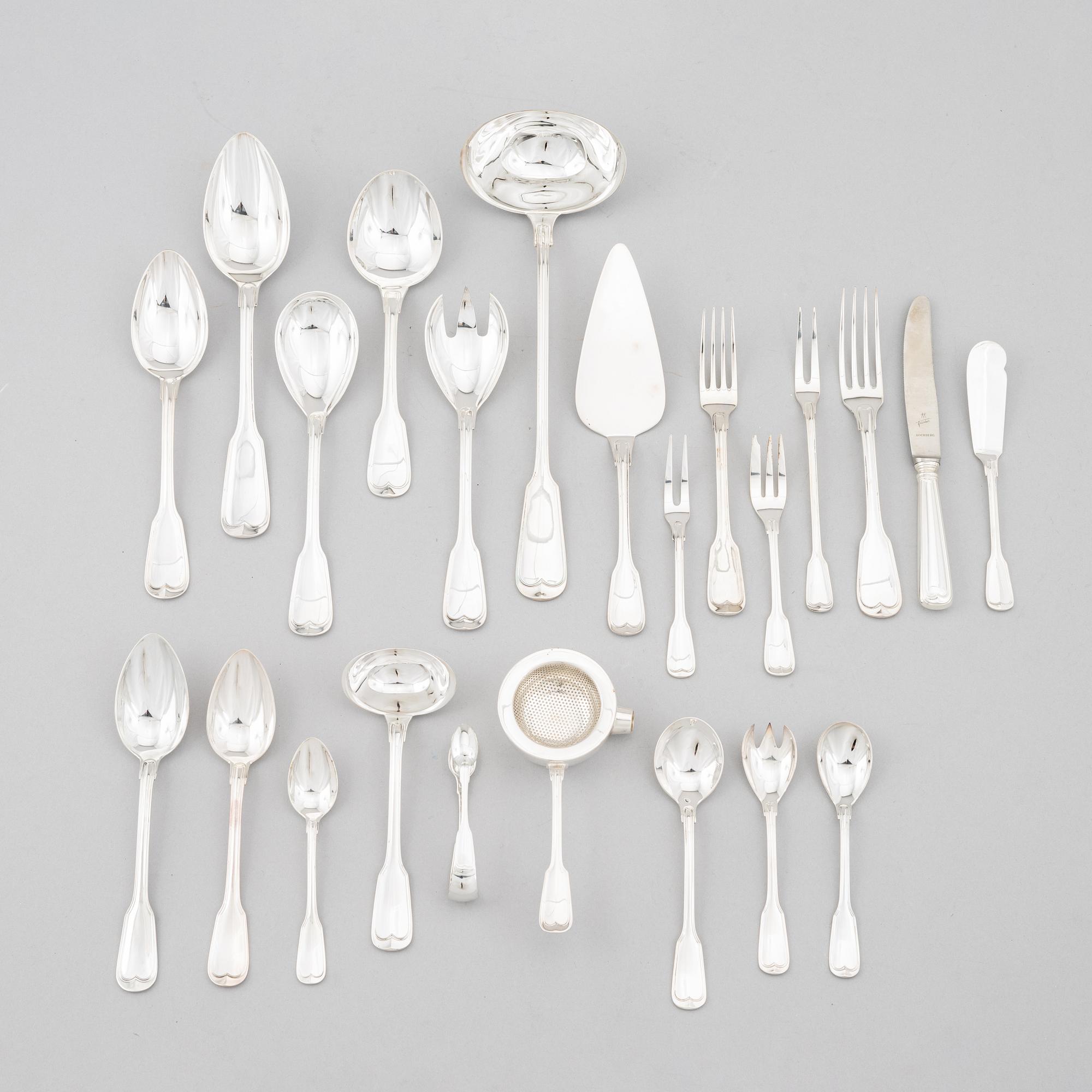 Koch & Bergfeld, a silver cutlery set, model Altfaden, Germany, second half of the 20th Century (71 pieces).
