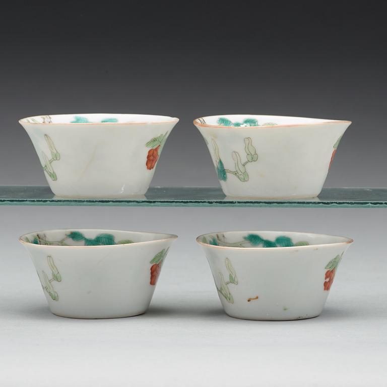 A set of four cups, Qing dynasty, circa 1900 with Guangxus mark.