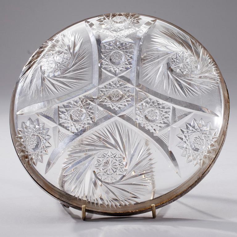 GLASSKÅL, med silverbeslag, Oskar Lindroos, Helsingfors 1923.