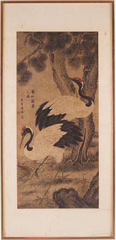 A scroll painting, ink and colour on paper, Qing dynasty.