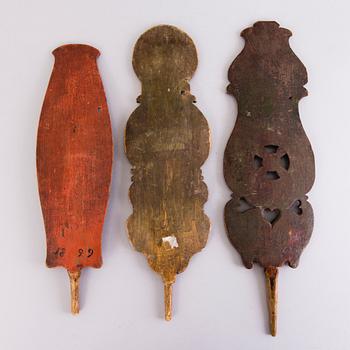 THREE FINNISH DISTAFFS, 19th century.