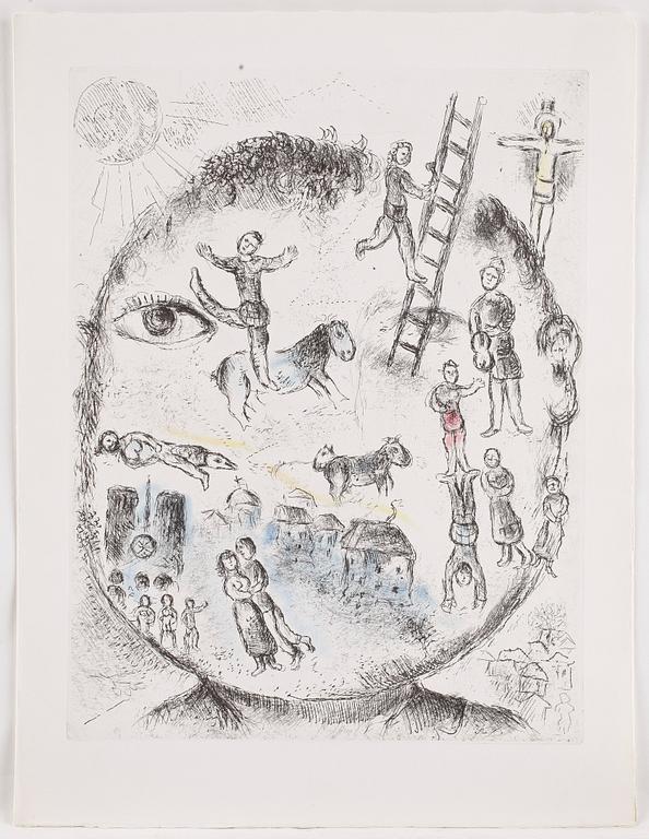 MARC CHAGALL, etsning med handkolorering, ej signerad.