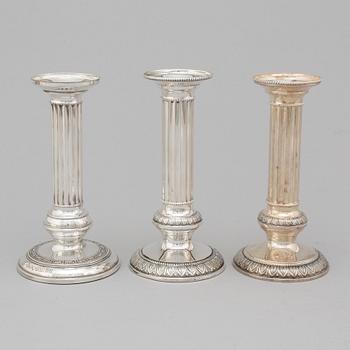 Three Finnish silver candlesticks, 1989-97.