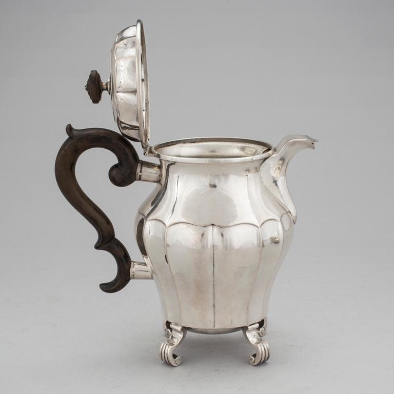 KAFFESERVIS, 3 delar, silver, GAB, Stockholm, 1920-25. Total vikt 900 g.