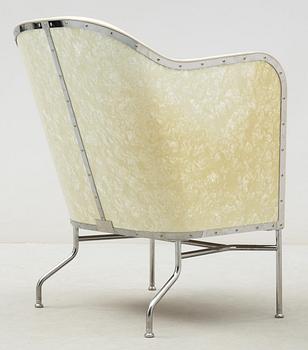 A Mats Theselius chromed steel and white leather easy chair, 'Star', Källemo, Värnamo, Sweden 2009.