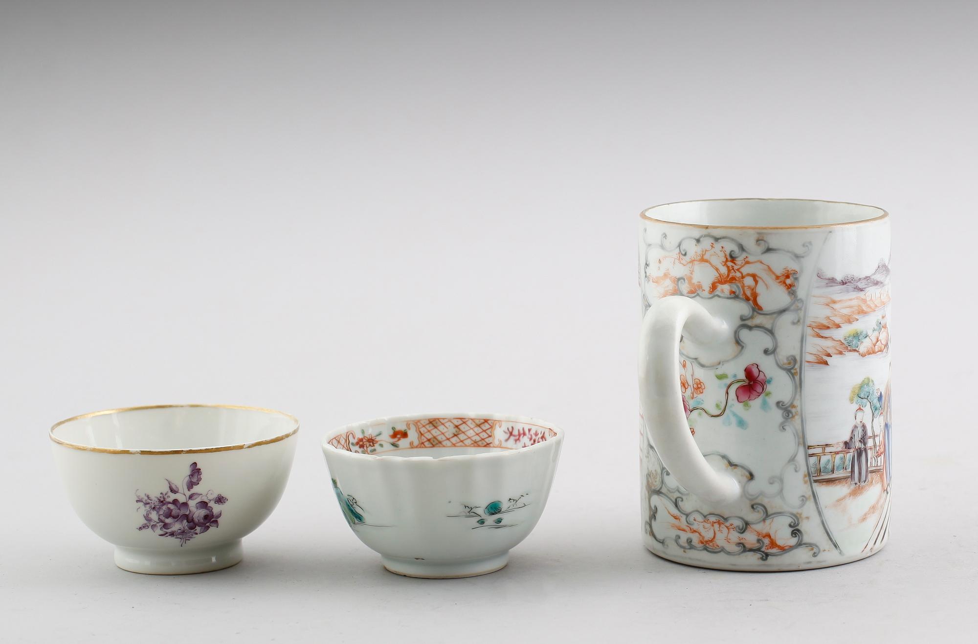 PORSLINSFÖREMÅL, 3 delar, Kina, 1700-/1800-tal.