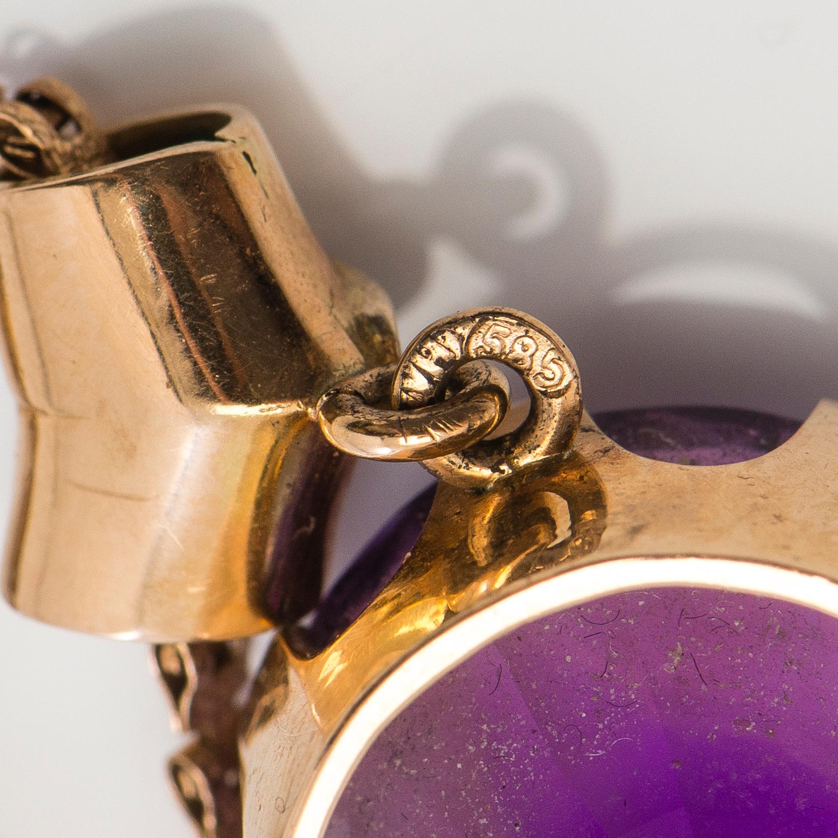 HALSBAND, 14K guld, ametist och diamanter, 1981.