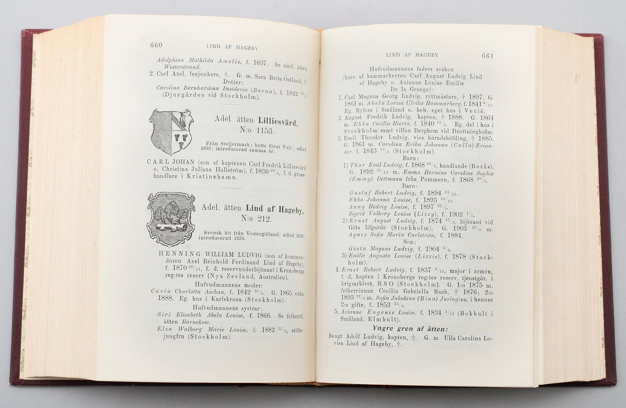 ADELSKALENDRAR, 17 volymer, årtal mellan 1890 - 1928 samt 1955.