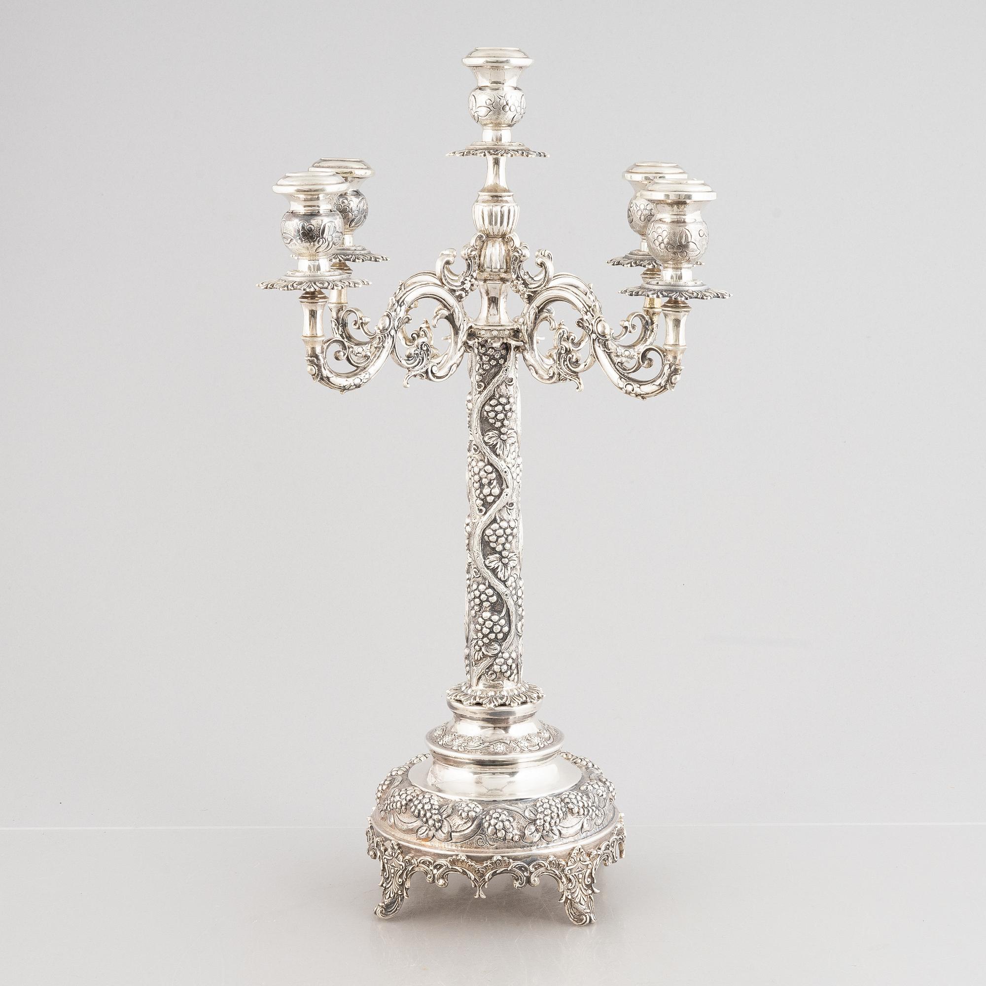 Candelabrum, silver, 20th century.