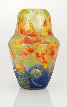 An art nouveau Daum cameo glass vase, Nancy, France.