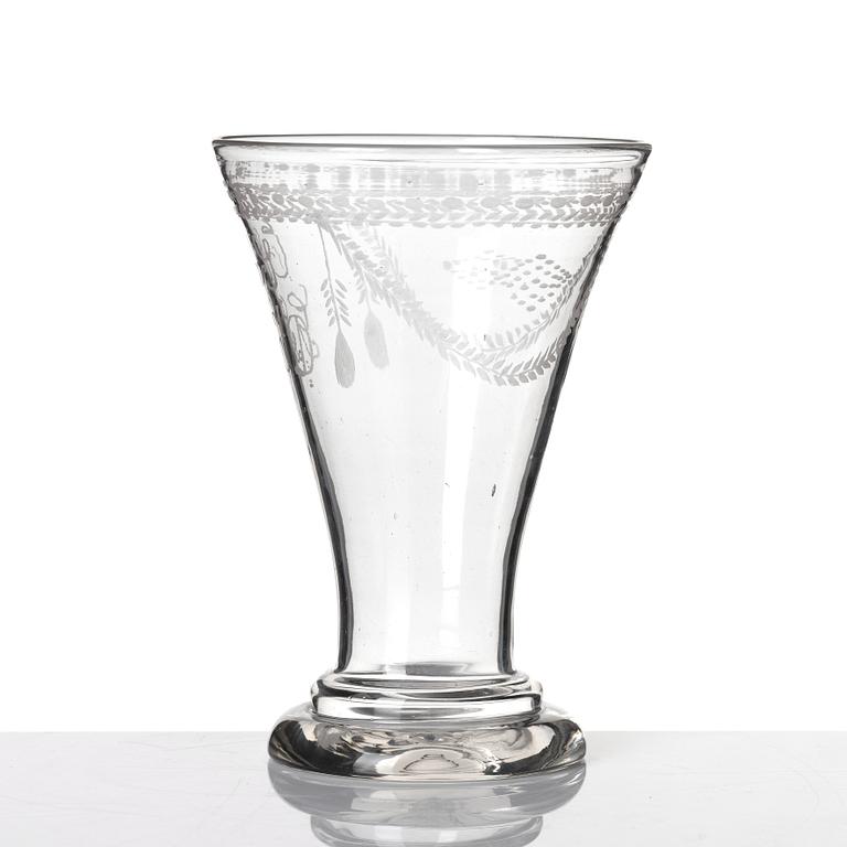 A late Gustavian glass beaker probably from Cedersberg glass manufactory, circa 1800.
