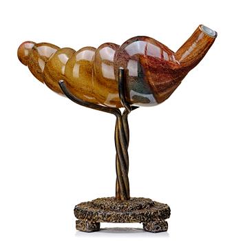 41. Gunilla Kihlgren, a glass sculpture "No title" on a bronze stand, 1998.