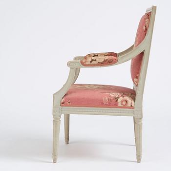 A carved Gustavian armchair by C. J. Wadström (master 1788-1816).