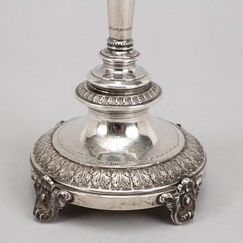 A pair of swedish silver candlesticks, mark of Guldsmedsaktiebolaget GAB, Stockholm 1882.