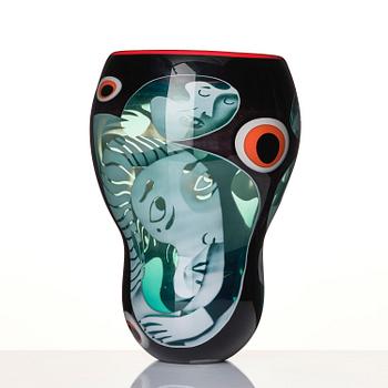 Peter Hermansson, a graal glass vase, blown by Micke Johansson, Örsjö, 2012.