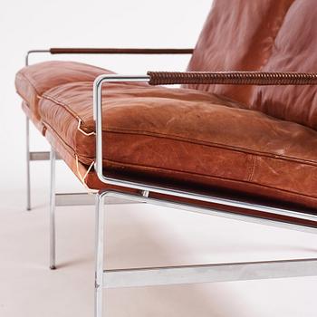 Preben Fabricius & Jørgen Kastholm, a two-seated brown leather sofa, Kill International, Germany 1960s.