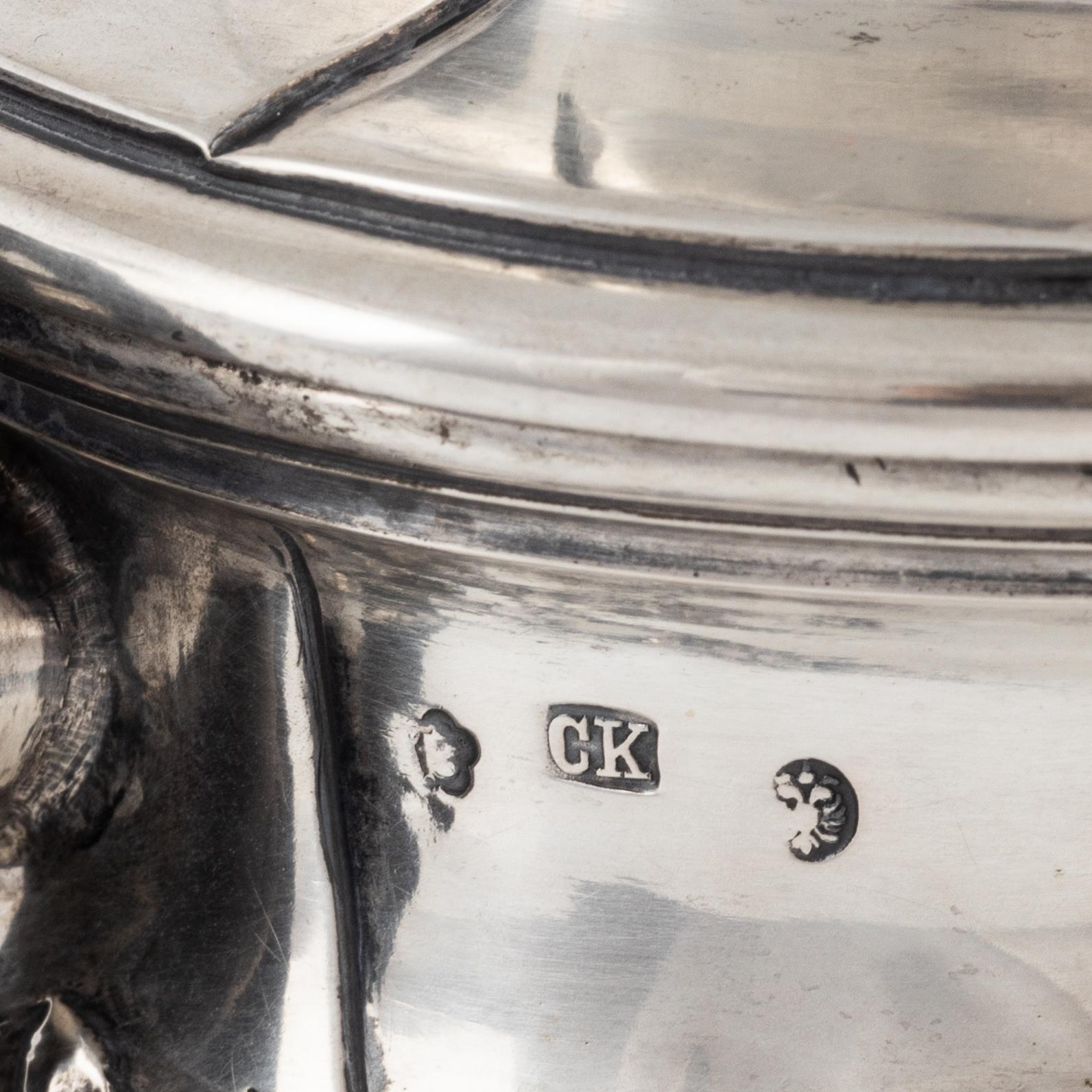 An Austro-Hungarian Silver Teapot, Creamer and Sugar Bowl, Vienna 1872-1922.