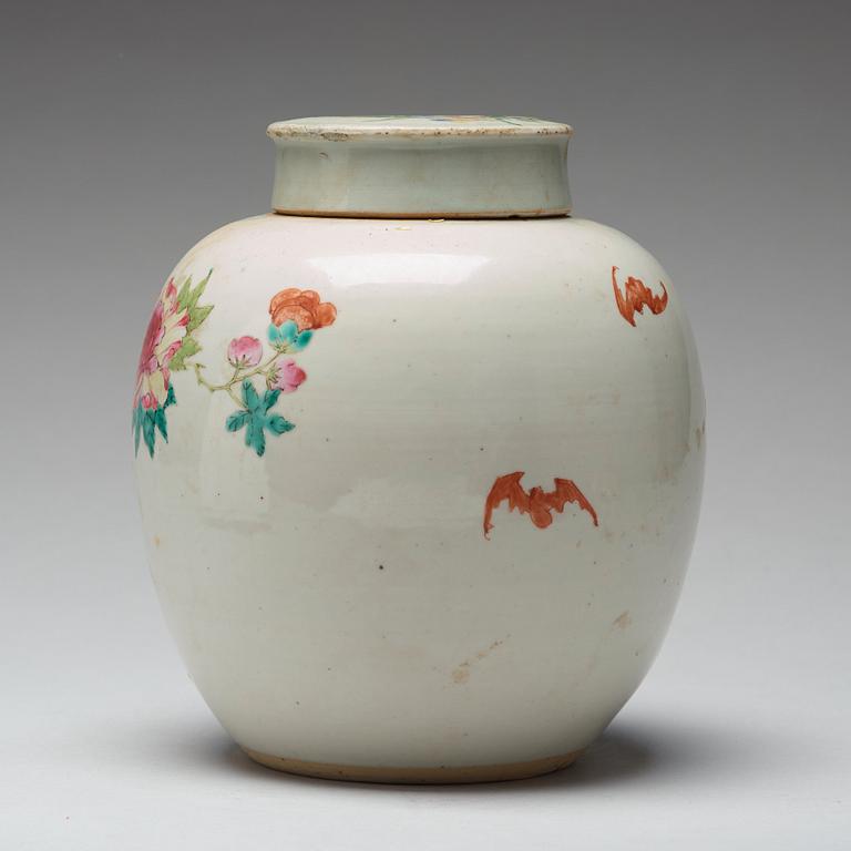 A famille rose jar with cover, Qing dynasty, Qianlong (1736-95).